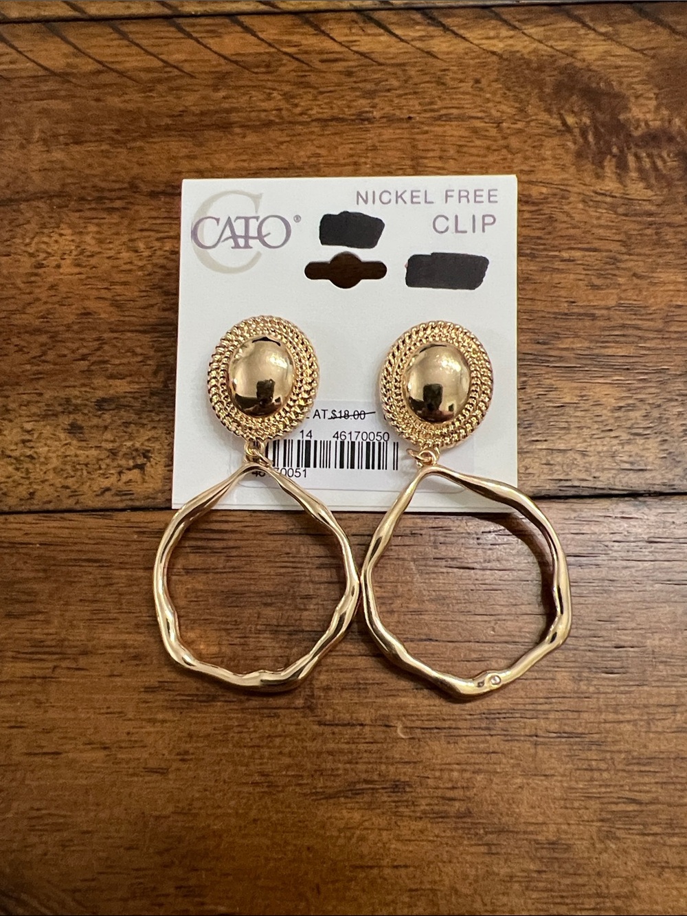 Cato Gold-Tone Beaded Button & Wavy Hoop Clip Earrings